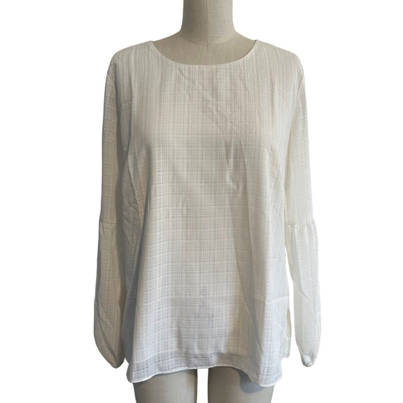 NWT Investments Petites Long Sleeve Cream Tunic Blouse Small - Picture 1 of 8